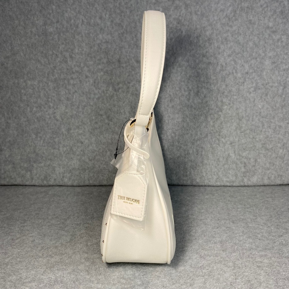 True Religion Crescent Hobo Bag Women's Small Cream Studded Y2K Shoulder Bag NWT - Picture 3 of 13
